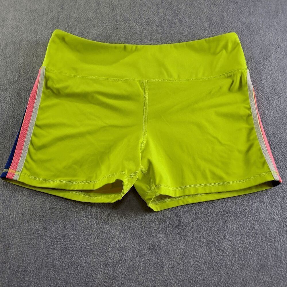 Love & Sports Shorts Women 2XL Yellow Activewear Running Elastic Waist 3 Stripes